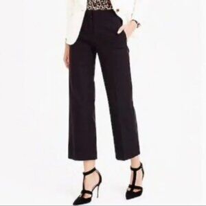 J. Crew Super 120s Wool Black Wide Leg Pants